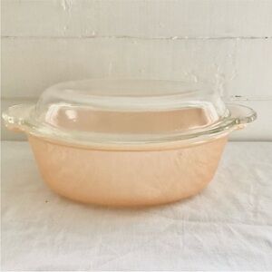 Fire King  Peach Luster Casserole Dish with Lid